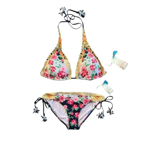 NWT Johnny Was Raina Tassel String Bikini Top & Raina Tassel Bikini Bottoms Set - Picture 2 of 8